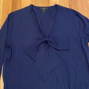J. Crew navy blue sweater with bow NWOT - Small